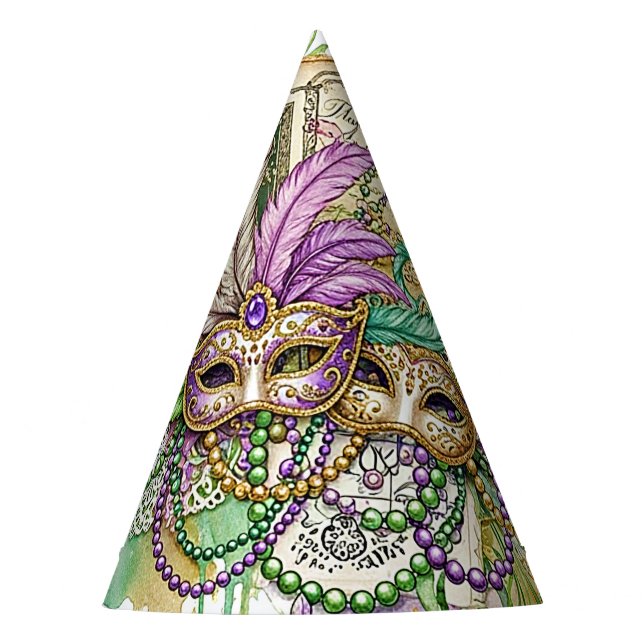 Chapéu De Festa Colagem do Mardi Gras manchado (Frente)
