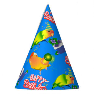 Chapéu De Festa Colorida Birthday Lovebird Parrot Bird Theme Party