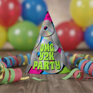 Chapéu De Festa Colorida Retro Y2K Music CD Pop Art Party Hat