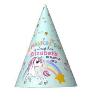 Chapéu De Festa Colorida Unicorn Arco-Íris Cuta, Rosa Mágica