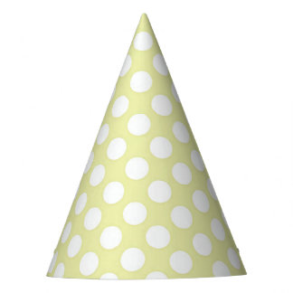 Chapéu de Festa com Bolinhas Branco e Amarelo Clar