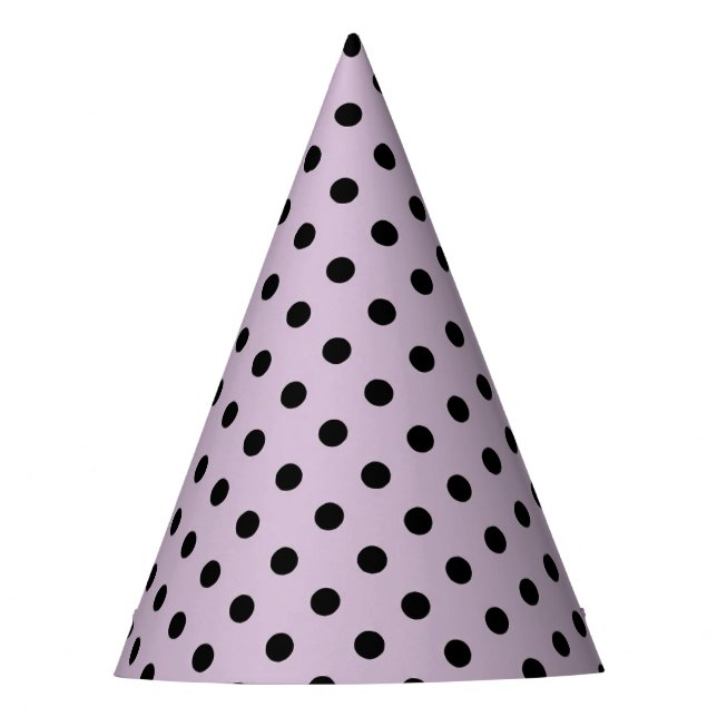 Chapéu de festa com bolinhas preto e roxo Lavanda (Frente)
