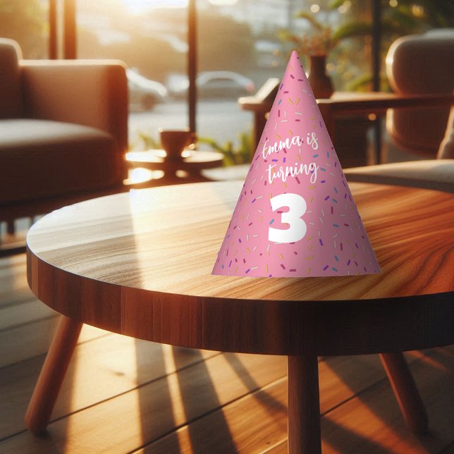 Chapéu De Festa Confeitos de Donut Rosa de Aniversário (Criador carregado)
