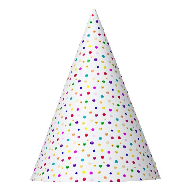 Chapéu De Festa Confetes Multicolor sobre Branco (Frente)