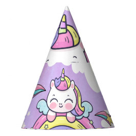 Chapéu De Festa Convite de Aniversário Arco-íris Unicórnio Fofo 