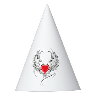 Chapéu De Festa Coração Anjo Vermelho com asas