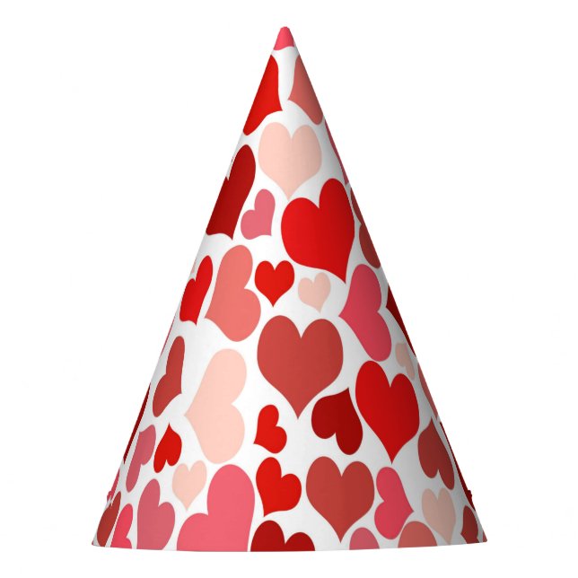 Chapéu De Festa Coração Impressão Vermelho e Rosa (Frente)