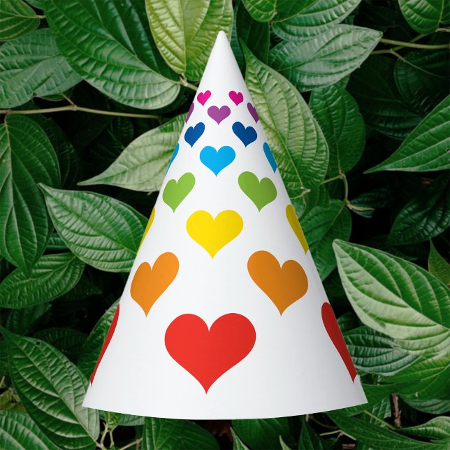 Chapéu De Festa Corações alegres (Rainbow Hearts Party Hat)