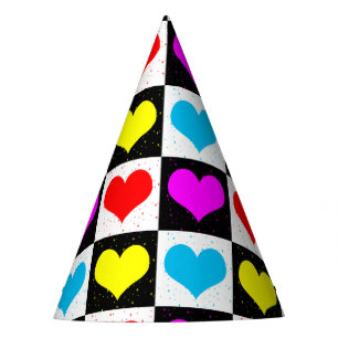 Chapéu De Festa Corações Coloridos Corações Geométricos Impressão