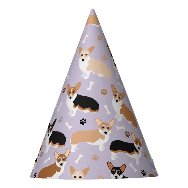 Chapéu De Festa Corgi Dog Paws e Bones Party Hat (Frente)