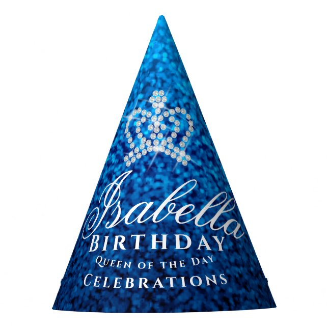 Chapéu De Festa Coroa Azul Brilhante (Frente)