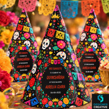 Coroa Floral de Festa Mexicana Preta Dourada Quinc