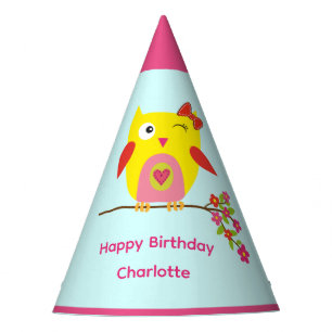 Chapéu De Festa Coruja-Frita-Frita-Rosa Crianças Personalizadas An