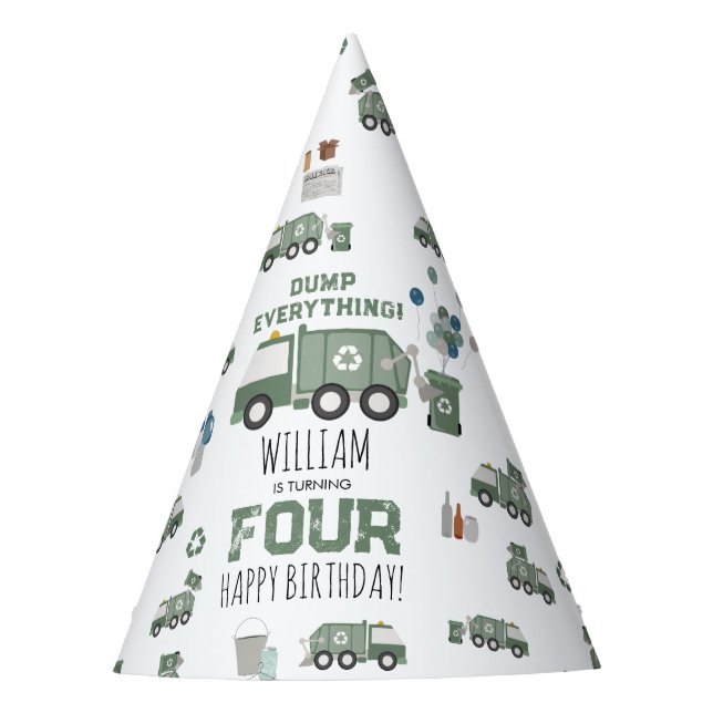 Chapéu De Festa Crianças de caminhoneiros com Reciclagem verde ele (Frente)