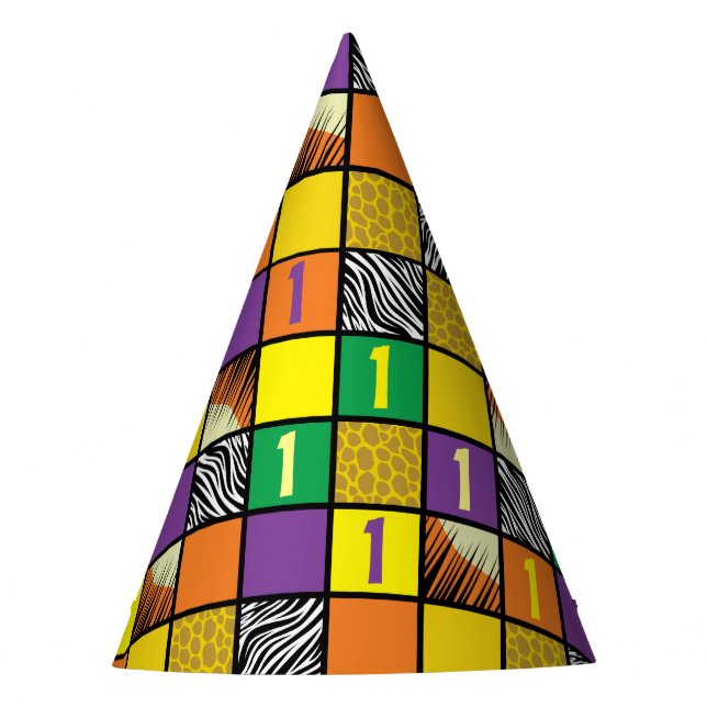 Chapéu De Festa Crianças de um primeiro aniversario selvagem Safar (Frente)