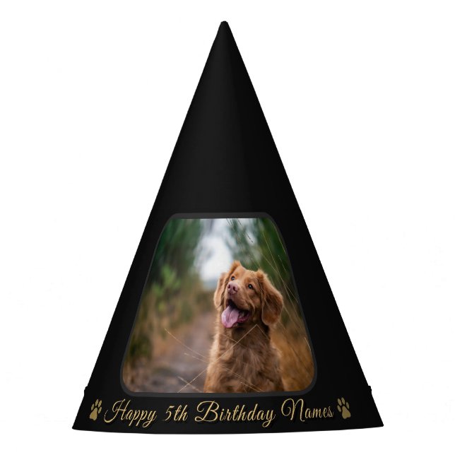 Chapéu De Festa Custom Happy Birthday Pet Dog Photo Picture Name (Frente)