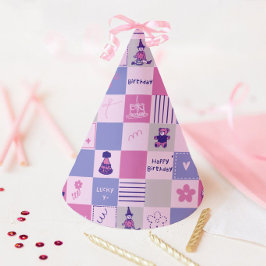 Chapéu De Festa Cute Birthday Squares – Pink modern Pattern
