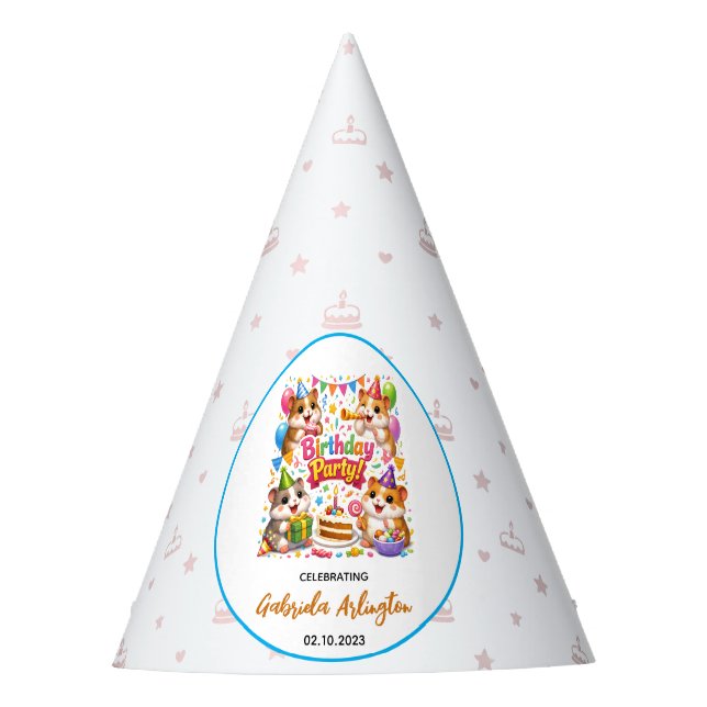 Chapéu De Festa Cute Hamster Birthday Party | Kids Hamster (Frente)