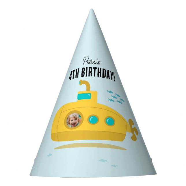 Chapéu De Festa Cute Submarine Deep Sea Birthday Kids Photo (Frente)