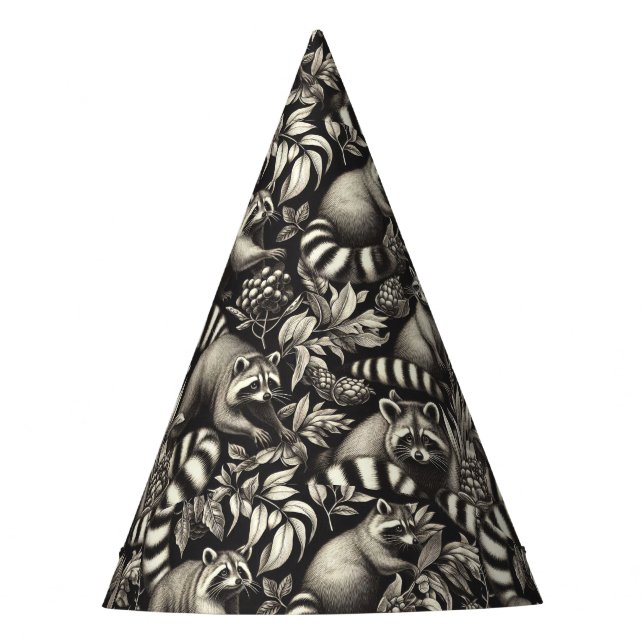 Chapéu De Festa Cute Vintage Racoon Seamless (Frente)