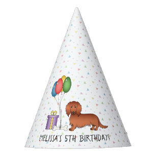 Chapéu De Festa Dachshund Cartoon de Cabelo Longo Vermelho - Anive