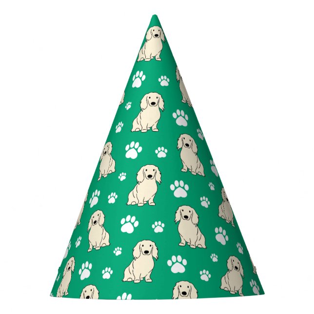 Chapéu De Festa Dachshund de pelo longo creme (Frente)