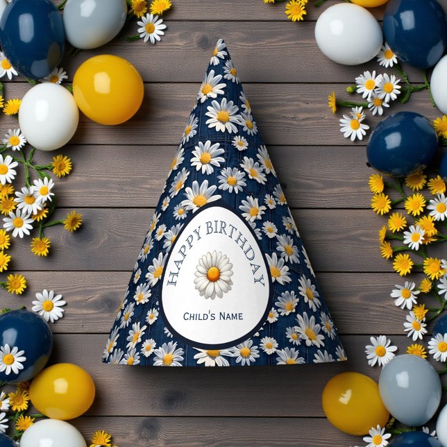 Chapéu De Festa Daisies on Blue Denim Birthday  (Criador carregado)