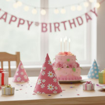 Daisy Retro birthday party hats