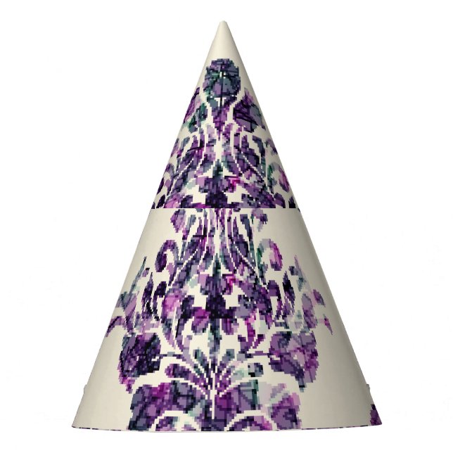Chapéu De Festa Damask Triangles: Vintage Abstrato Luxury. (Frente)