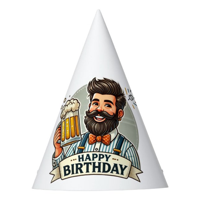 Chapéu de festa de aniversário com cerveja para ho (Frente)