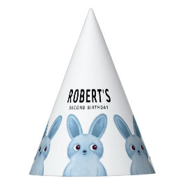Chapéu de festa de aniversário com coelhinhos azui