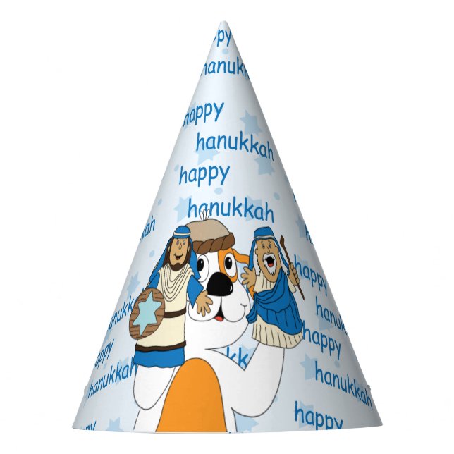 Chapéu de festa de Hanukkah "Zeevie e os Macabeus" (Frente)