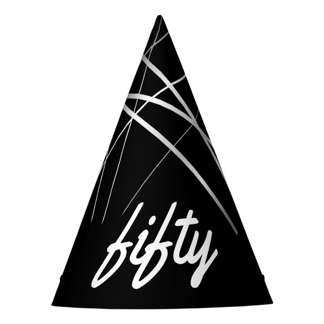 Chapéu de festa de papel preto para 50º aniversári (Frente)