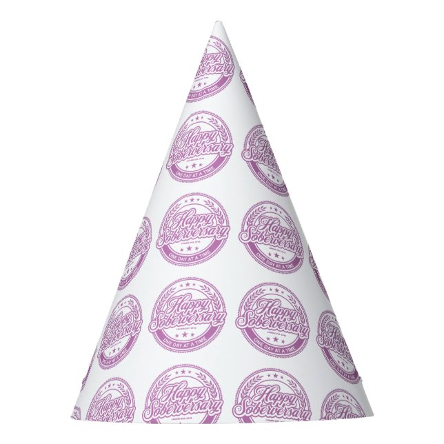 Chapéu de festa de papel rosa de aniversário sóbri (Frente)