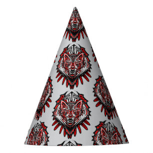 Chapéu De Festa Desenho de Totem Tribal Haida de Lobo