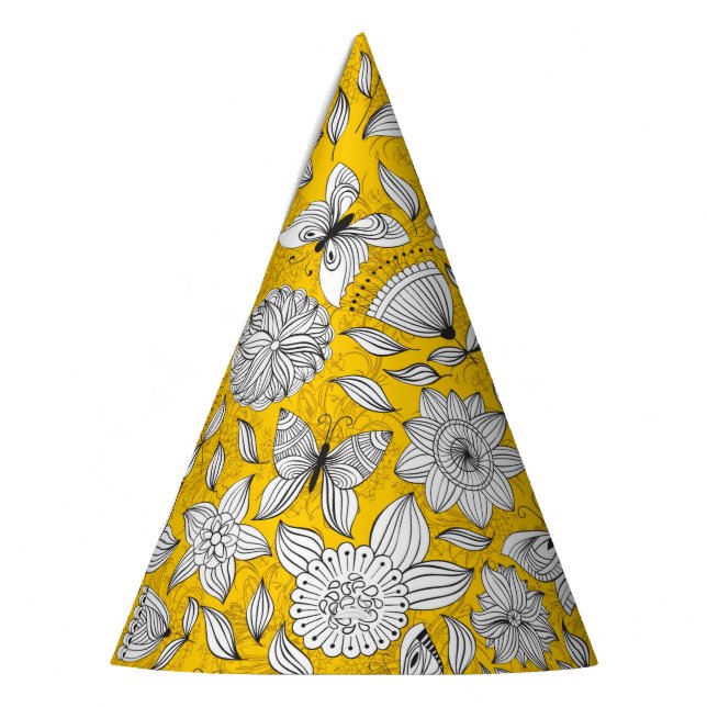 Chapéu De Festa Design abstrato floral branco-esbranquiçado (Esquerda)