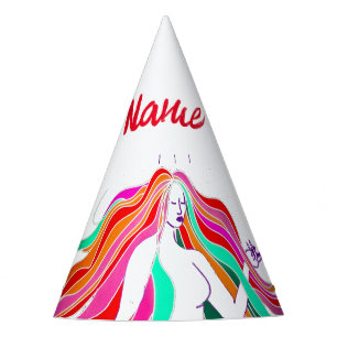 Chapéu De Festa Deusa multi-colorida de cabelos longos Thunder_Cov