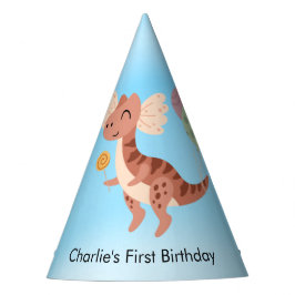 Chapéu De Festa Dinossauro Diloposaurus feliz com balões