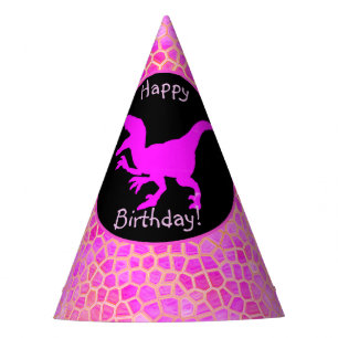 Chapéu De Festa Dinossauro Rosa Esconde Feliz Aniversário!
