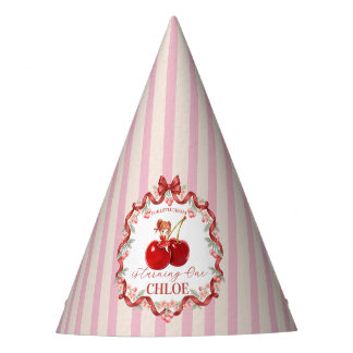 Chapéu De Festa Doce Cereja Coquette Fita Aniversário Rosa Menina
