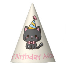 Doce Festa de aniversário Negra de Gato Kawaii