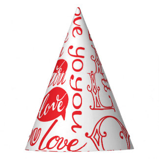 Chapéu De Festa Dodles De Amor Desenhados À Mão Em Segundo Plano