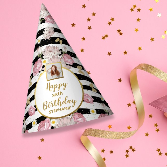 Chapéu De Festa Dourada borboleta Floral Tema Feliz Aniversário Fo (Criador carregado)