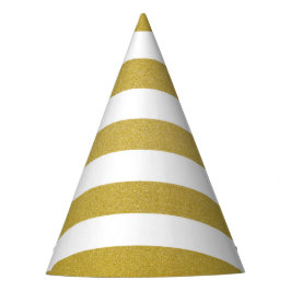 Chapéu De Festa Douradas faixas, tiras brancas, padrão riscado
