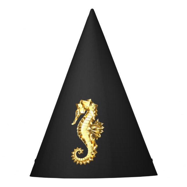 Chapéu De Festa Dourado Cavalo de Mar Poligonal (Frente)