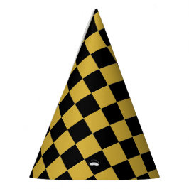 Chapéu De Festa Dourado Metálico com Padrão Quadrado Preto