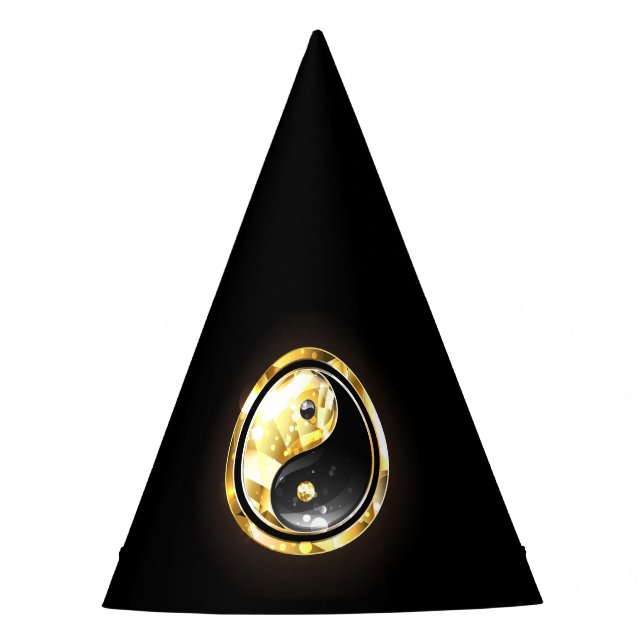 Chapéu De Festa Dourado Yin Yang a preto (Frente)