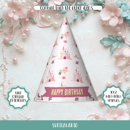 Chapéu De Festa Dreamy Unicorn e Castles Paper Party Hat