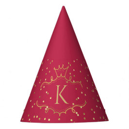 Chapéu De Festa Elegante Estilo Vermelho Dourado Pontos E Monogram