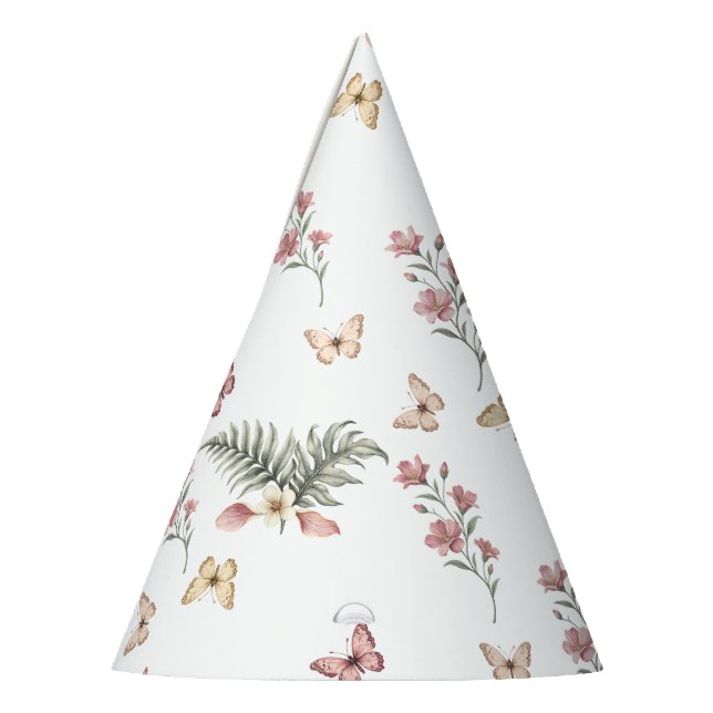 Chapéu De Festa Enchanted Butterfly Garden Romantic Floral Pattern (Esquerda)